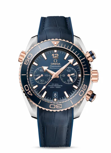 Omega Seamaster Planet Ocean 600M Co-Axial 45.5 Master Chronometer Chronograph Stainless Steel / Sedna Gold / Blue / Alligator 215.23.46.51.03.001 (21523465103001)